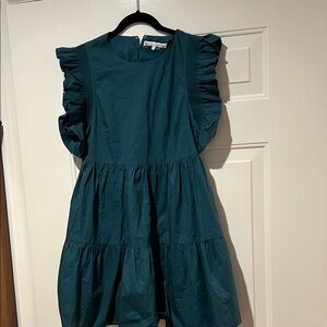 English Factory Teal Dress with Ruffle Detail